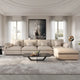 Canapé sectionnel modulable nuage avec ottoman, canapé sectionnel minimaliste en forme de L en mélange de lin pour salon, kaki