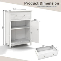 Meuble de rangement de salle de bain Gymax sur pied avec grand tiroir réglable