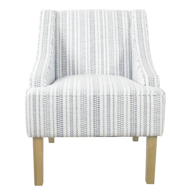 Fauteuil Yolu, imprimé rayé style ferme, polyester bleu et blanc