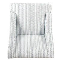 Fauteuil Yolu, imprimé rayé style ferme, polyester bleu et blanc