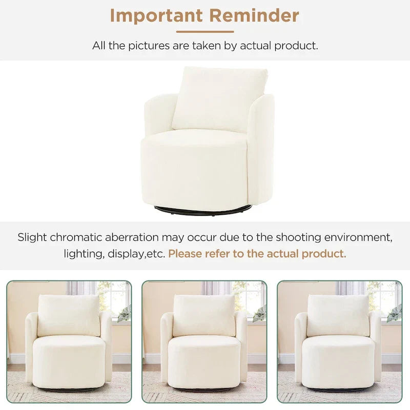 Fauteuil pivotant à 360°, fauteuil baril d'appoint 29,9 po, fauteuil canapé pivotant rembourré au design incurvé