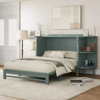 Lit escamotable de ferme, lit pliant plateforme, lit escamotable convertible de style commode/cube avec étagères incurvées et station de recharge