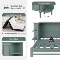 Lit escamotable de ferme, lit pliant plateforme, lit escamotable convertible de style commode/cube avec étagères incurvées et station de recharge