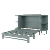 Lit escamotable de ferme, lit pliant plateforme, lit escamotable convertible de style commode/cube avec étagères incurvées et station de recharge