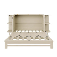 Lit escamotable de ferme, lit pliant plateforme, lit escamotable convertible de style commode/cube avec étagères incurvées et station de recharge