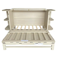 Lit escamotable de ferme, lit pliant plateforme, lit escamotable convertible de style commode/cube avec étagères incurvées et station de recharge