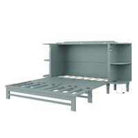 Lit escamotable de ferme, lit pliant plateforme, lit escamotable convertible de style commode/cube avec étagères incurvées et station de recharge