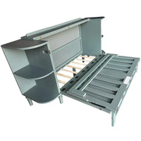 Lit escamotable de ferme, lit pliant plateforme, lit escamotable convertible de style commode/cube avec étagères incurvées et station de recharge