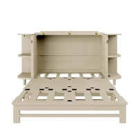 Lit escamotable de ferme, lit pliant plateforme, lit escamotable convertible de style commode/cube avec étagères incurvées et station de recharge