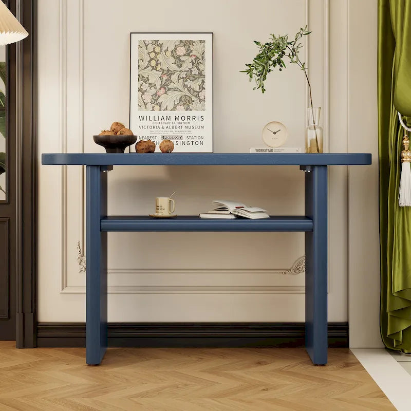 Console élégante et minimaliste avec bords arrondis et étagère robuste pour entrée