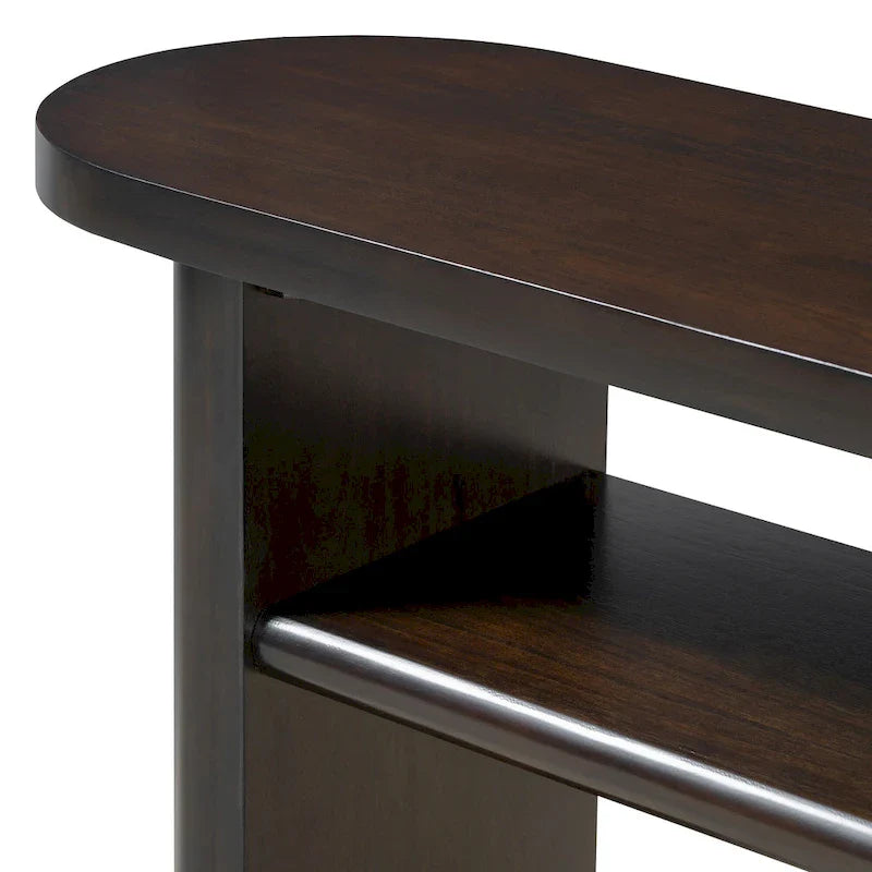 Console élégante et minimaliste avec bords arrondis et étagère robuste pour entrée