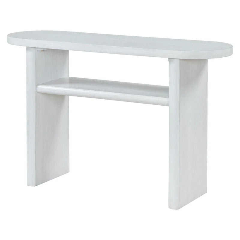 Console élégante et minimaliste avec bords arrondis et étagère robuste pour entrée