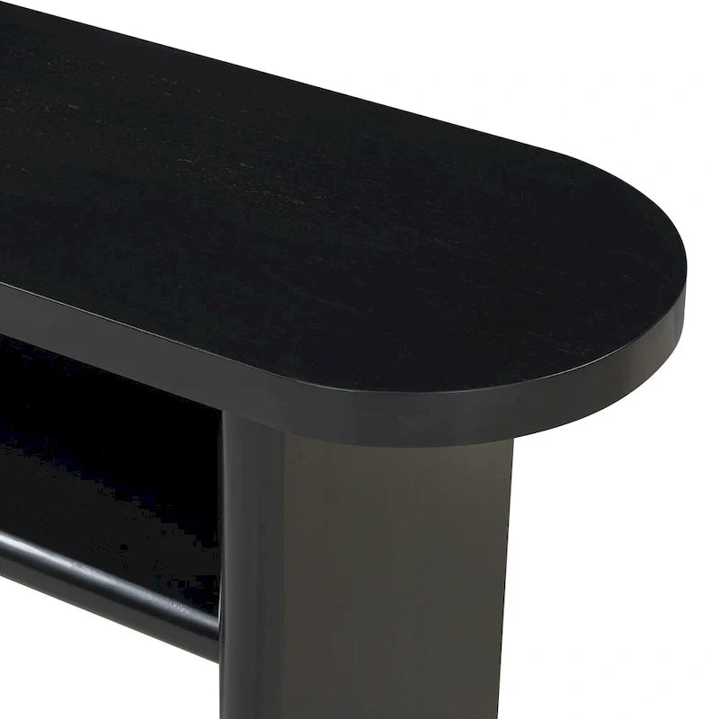 Console élégante et minimaliste avec bords arrondis et étagère robuste pour entrée