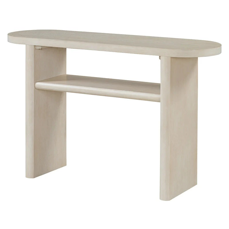 Console élégante et minimaliste avec bords arrondis et étagère robuste pour entrée