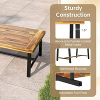 Gymax Table Basse en Bois d'Acacia Rectangulaire d'Intérieur et d'Extérieur
