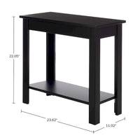 Petite table d'appoint étroite Lavish Home avec station de charge et étagère de rangement
