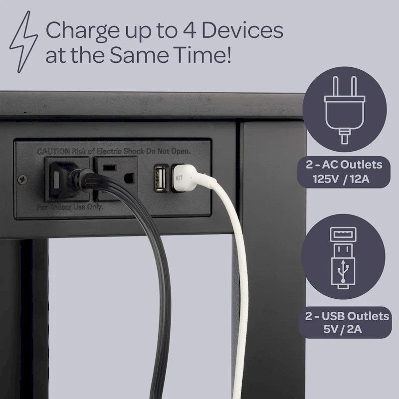 Petite table d'appoint étroite Lavish Home avec station de charge et étagère de rangement