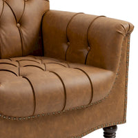Lot de 2 fauteuils d'appoint capitonnés en cuir végétalien, fauteuil avec clous décoratifs