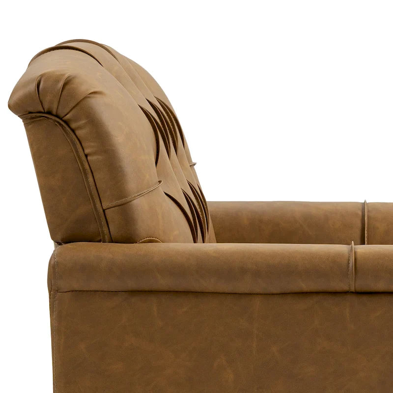 Lot de 2 fauteuils d'appoint capitonnés en cuir végétalien, fauteuil avec clous décoratifs