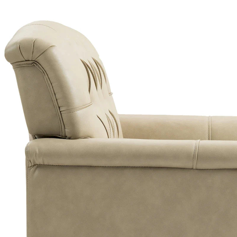 Lot de 2 fauteuils d'appoint capitonnés en cuir végétalien, fauteuil avec clous décoratifs