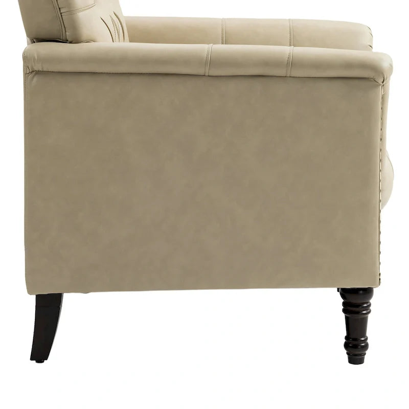 Lot de 2 fauteuils d'appoint capitonnés en cuir végétalien, fauteuil avec clous décoratifs