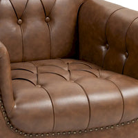 Lot de 2 fauteuils d'appoint capitonnés en cuir végétalien, fauteuil avec clous décoratifs