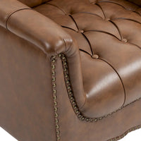 Lot de 2 fauteuils d'appoint capitonnés en cuir végétalien, fauteuil avec clous décoratifs