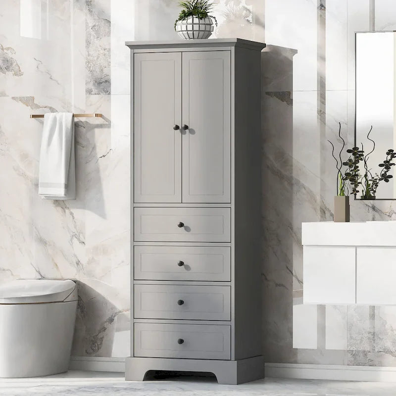 Armoire de rangement à 2 portes et 4 tiroirs pour salle de bain ou bureau