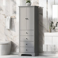 Armoire de rangement à 2 portes et 4 tiroirs pour salle de bain ou bureau