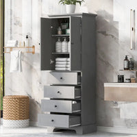 Armoire de rangement à 2 portes et 4 tiroirs pour salle de bain ou bureau