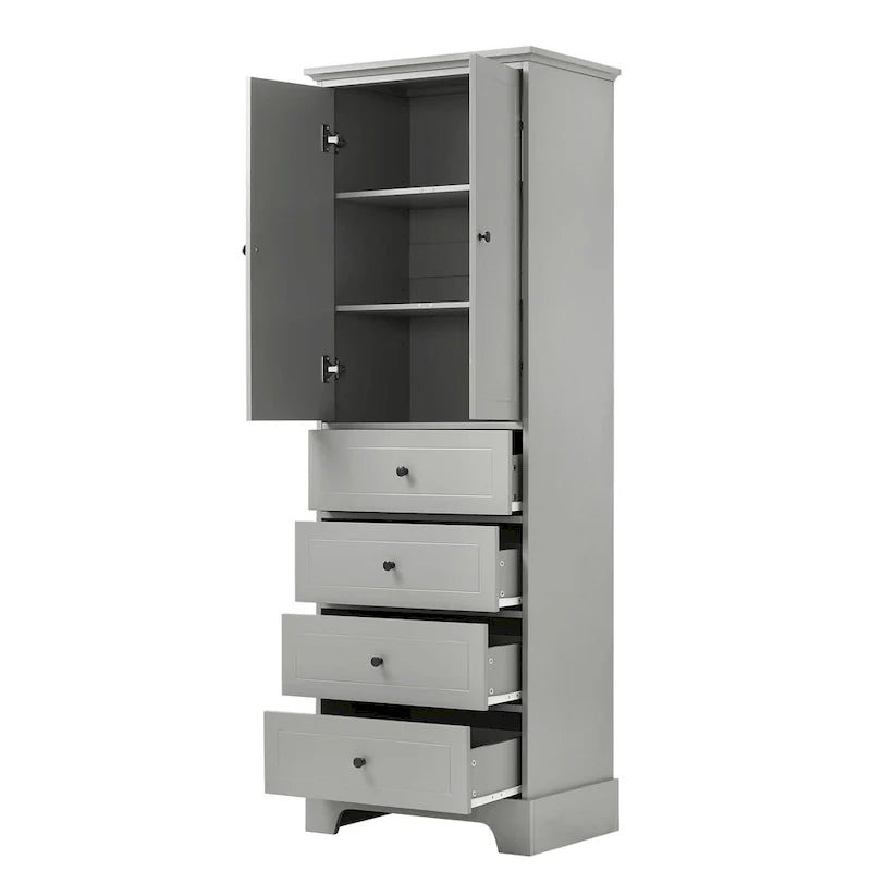 Armoire de rangement à 2 portes et 4 tiroirs pour salle de bain ou bureau