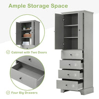 Armoire de rangement à 2 portes et 4 tiroirs pour salle de bain ou bureau