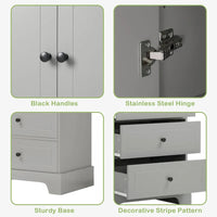 Armoire de rangement à 2 portes et 4 tiroirs pour salle de bain ou bureau