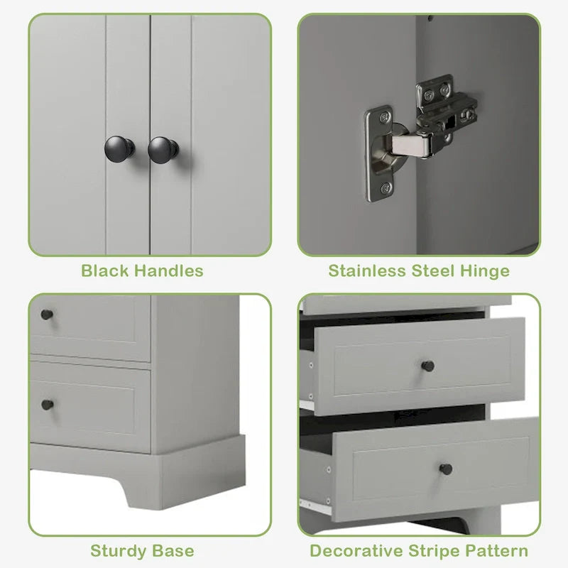 Armoire de rangement à 2 portes et 4 tiroirs pour salle de bain ou bureau