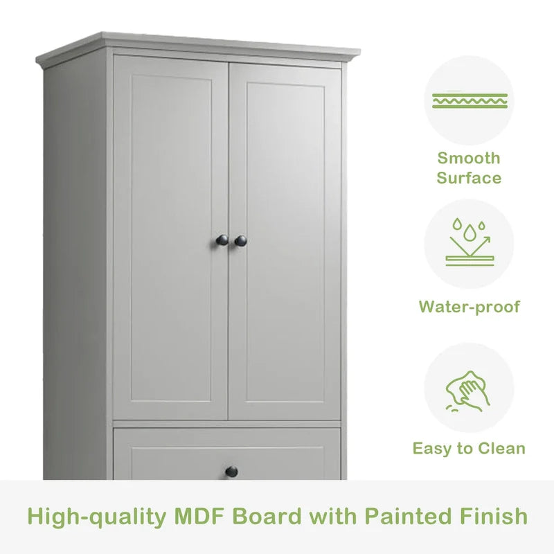 Armoire de rangement à 2 portes et 4 tiroirs pour salle de bain ou bureau