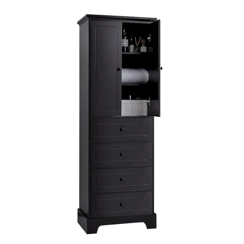 Armoire de rangement à 2 portes et 4 tiroirs pour salle de bain ou bureau