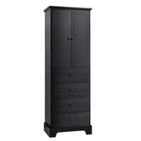 Armoire de rangement à 2 portes et 4 tiroirs pour salle de bain ou bureau