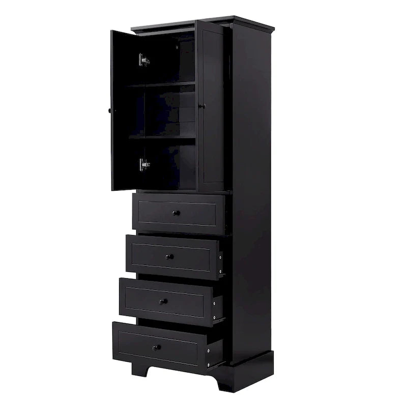 Armoire de rangement à 2 portes et 4 tiroirs pour salle de bain ou bureau