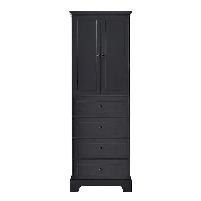 Armoire de rangement à 2 portes et 4 tiroirs pour salle de bain ou bureau