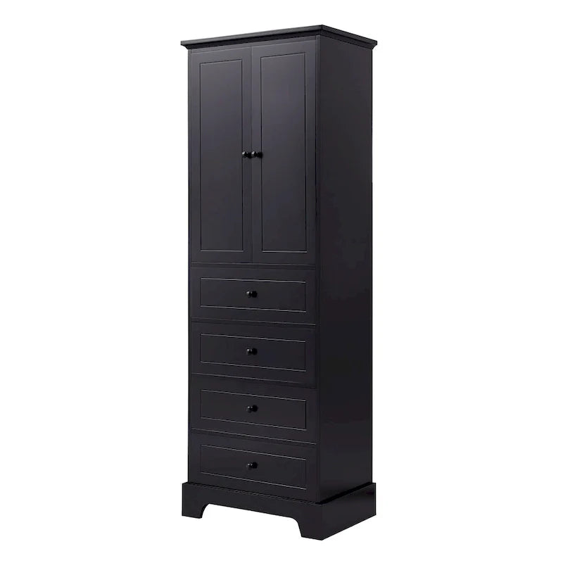 Armoire de rangement à 2 portes et 4 tiroirs pour salle de bain ou bureau