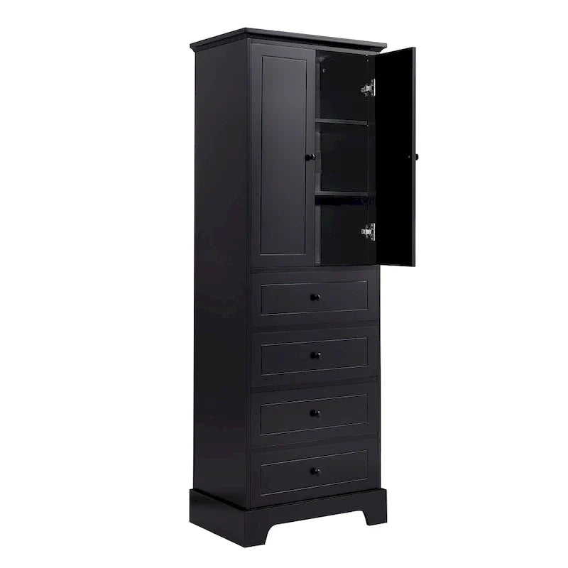 Armoire de rangement à 2 portes et 4 tiroirs pour salle de bain ou bureau
