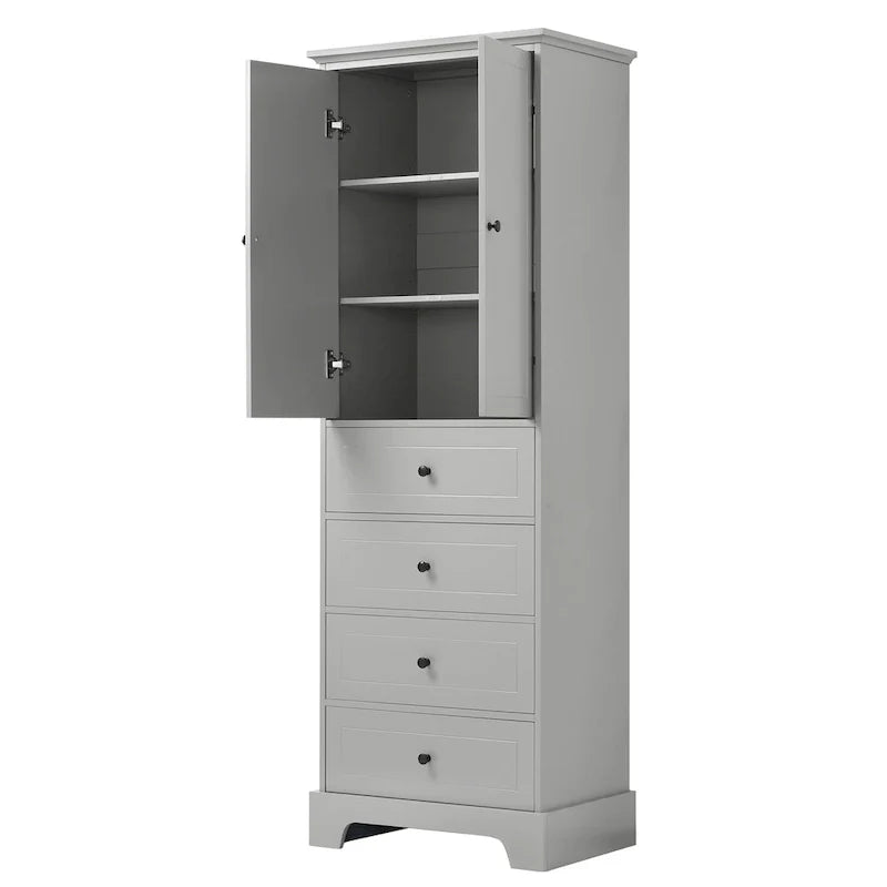 Armoire de rangement à 2 portes et 4 tiroirs pour salle de bain ou bureau