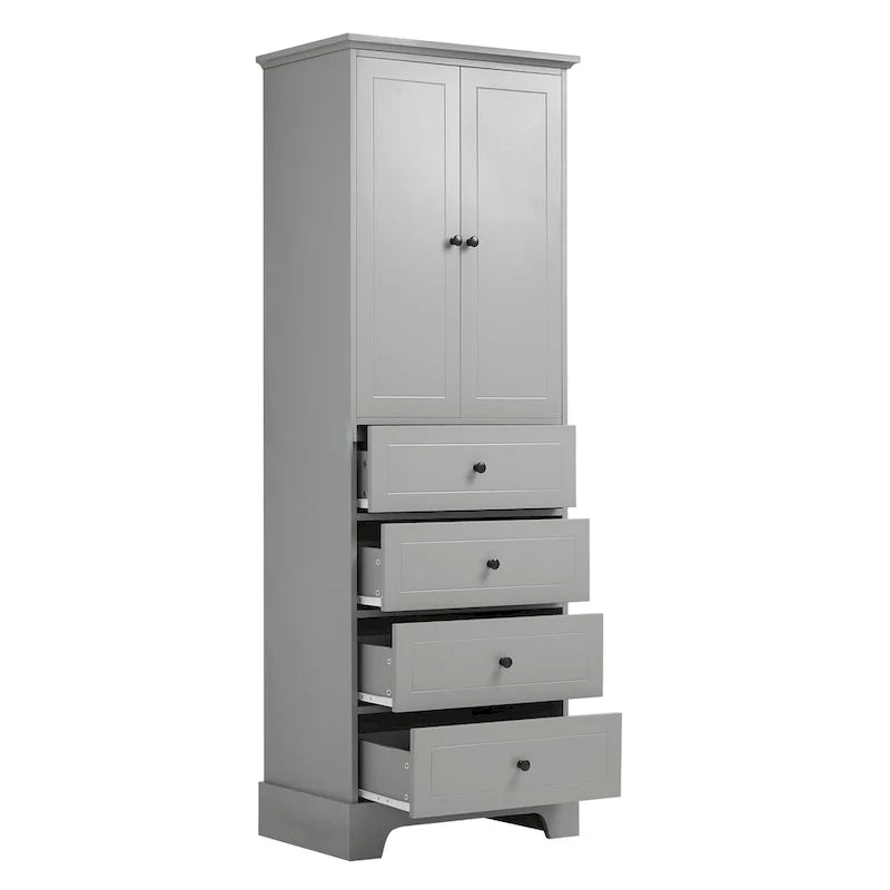 Armoire de rangement à 2 portes et 4 tiroirs pour salle de bain ou bureau