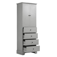 Armoire de rangement à 2 portes et 4 tiroirs pour salle de bain ou bureau