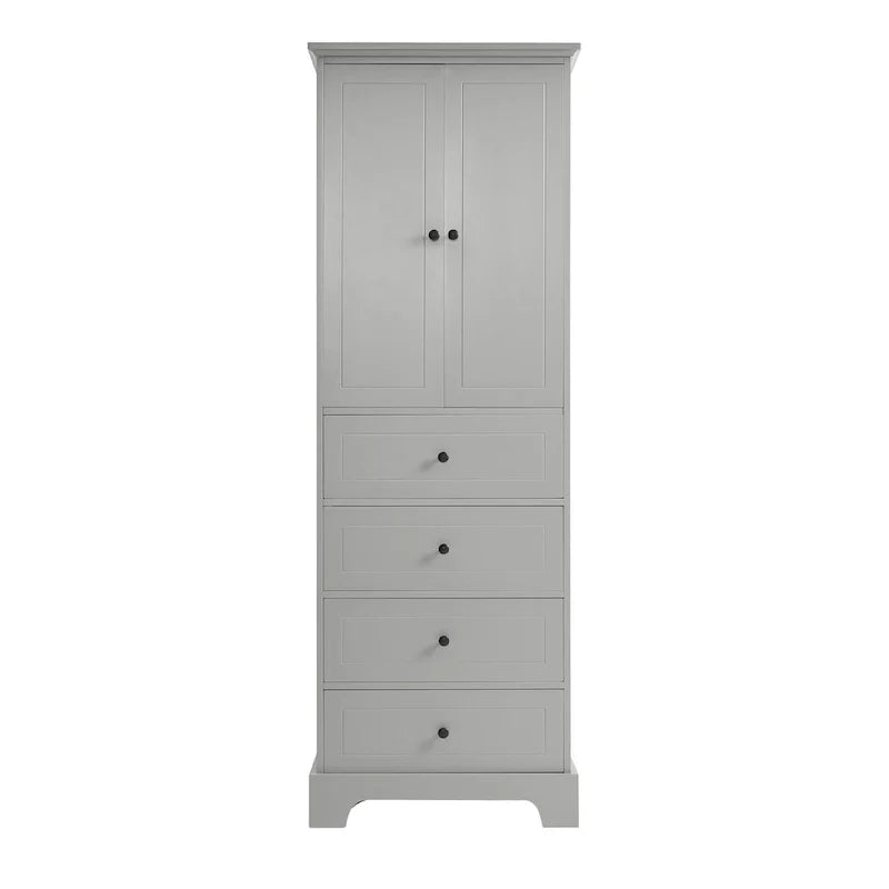 Armoire de rangement à 2 portes et 4 tiroirs pour salle de bain ou bureau