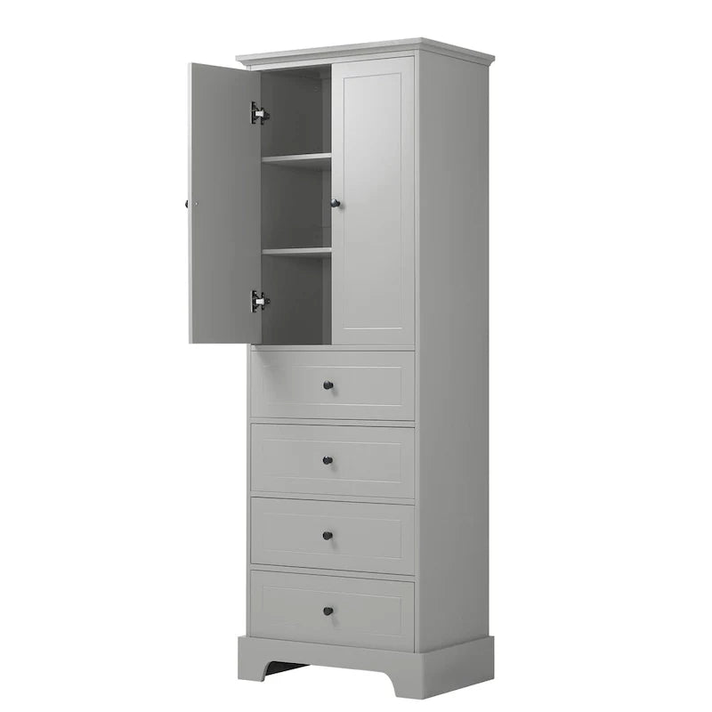 Armoire de rangement à 2 portes et 4 tiroirs pour salle de bain ou bureau