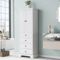 Armoire de rangement à 2 portes et 4 tiroirs pour salle de bain ou bureau
