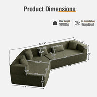 Canapé modulable surdimensionné minimaliste confortable en polyester 127,5, livré compressé