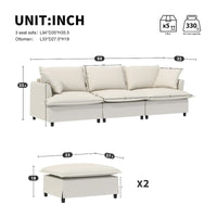 Ensemble canapé nuage en forme de U canapé sectionnel en chenille avec ottoman, coussins