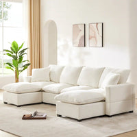 Canapé modulable en U, 6 places, en chenille, avec assise profonde